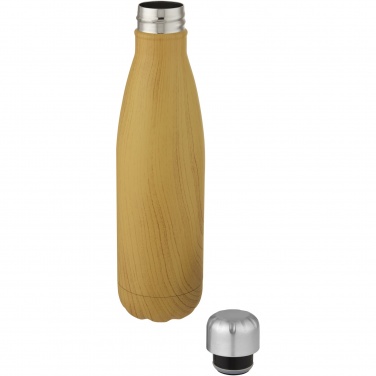 Logotrade Werbeartikel das Foto: Cove 500 ml Kupfer-Vakuum Isolierflasche in Holzoptik