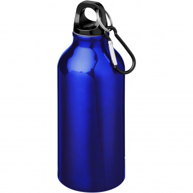 Logotrade Firmengeschenke das Foto: Oregon 400 ml RCS-zertifizierte Trinkflasche aus recyceltem Aluminium mit Karabinerhaken