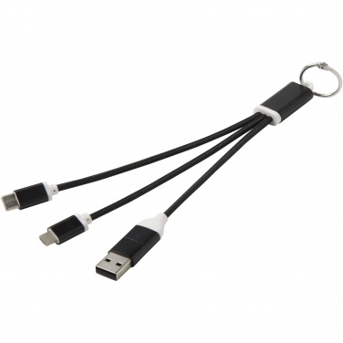 Logotrade Werbeartikel das Foto: Metal 4-in-1 Ladekabel aus recyceltem Aluminium mit Schlüsselanhänger
