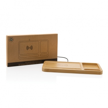 Logotrade werbemittel das Foto: Bambus Desk Organizer mit 10W Wireless Charger