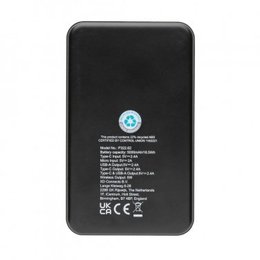 Logotrade Logogeschenke das Foto: 5.000mAh 5W Wireless Powerbank aus RCS recyceltem Kunststoff