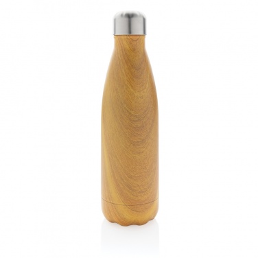 Logotrade Werbegeschenke das Foto: Vakuumisolierte Stainless Steel Flasche mit Holzoptik