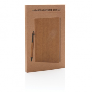 Logotrade Werbeartikel das Foto: A5 Bambus Notizbuch & Stift