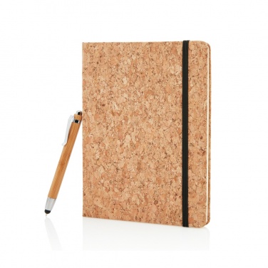 Logotrade Firmengeschenke das Foto: Kork A5 Notizbuch mit Bambus Stift und Stylus