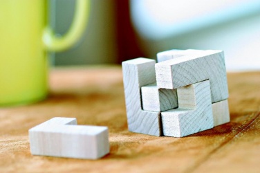 Logotrade Werbegeschenke das Foto: Holzpuzzle im Baumwollbeutel