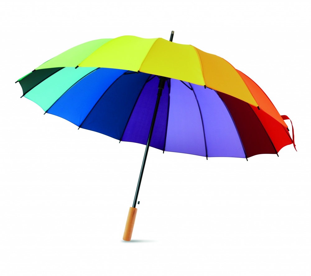 Logotrade Firmengeschenke das Foto: Regenschirm regenbogenfarbig