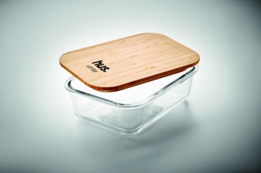 Logotrade Werbeartikel das Foto: Lunchbox Glas mit Bambus