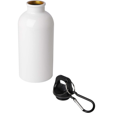 Logotrade Werbeartikel das Foto: Oregon 400 ml RCS-zertifizierte, einwandige Trinkflasche aus Edelstahl mit Karabinerhaken