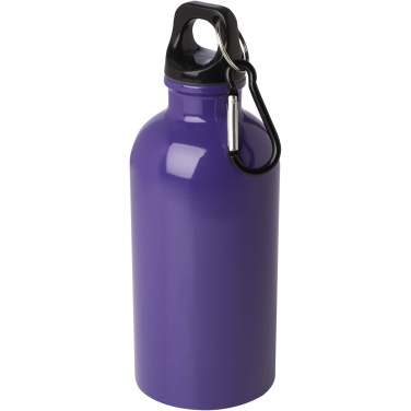 Logotrade Logogeschenke das Foto: Oregon 400 ml RCS-zertifizierte, einwandige Trinkflasche aus Edelstahl mit Karabinerhaken
