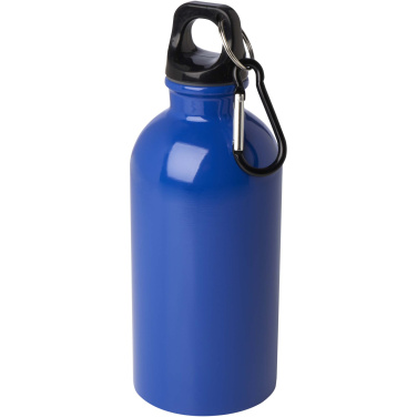 Logotrade Logogeschenke das Foto: Oregon 400 ml RCS-zertifizierte, einwandige Trinkflasche aus Edelstahl mit Karabinerhaken