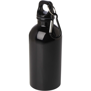 Logotrade Geschäftsgeschenke das Foto: Oregon 400 ml RCS-zertifizierte, einwandige Trinkflasche aus Edelstahl mit Karabinerhaken