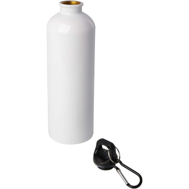 Logotrade Logogeschenke das Foto: Oregon 750 ml RCS-zertifizierte, einwandige Trinkflasche aus Edelstahl mit Karabinerhaken