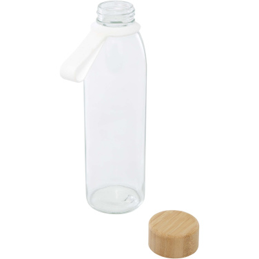 Logotrade Logogeschenke das Foto: Porto 500 ml Glas-Flasche mit Silikongriff und Bambusdeckel 