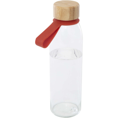 Logotrade Firmengeschenke das Foto: Porto 500 ml Glas-Flasche mit Silikongriff und Bambusdeckel 