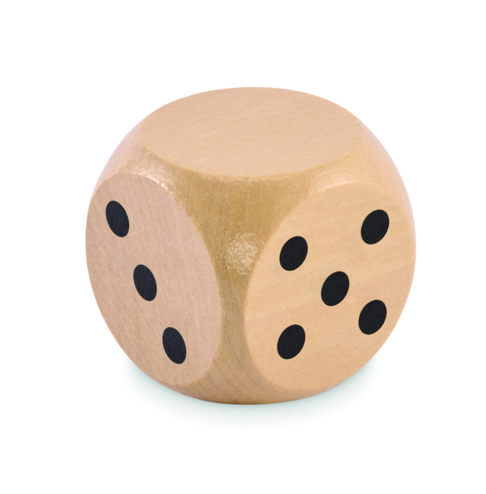 Logotrade Geschäftsgeschenke das Foto: Spielwürfel Schima-Holz Ø 5cm