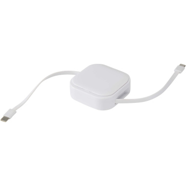 Logotrade Firmengeschenke das Foto: Gloas Aufrollbares 5 in 1 Kabel aus Recyclingmaterial mit Datensynchronisierung und 100 W Schnellladefunktion sowie Smartphone Toolkit