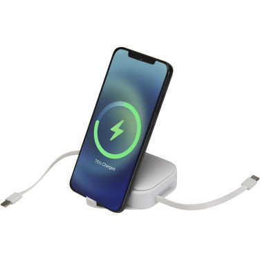 Logotrade Logogeschenke das Foto: Gloas Aufrollbares 5 in 1 Kabel aus Recyclingmaterial mit Datensynchronisierung und 100 W Schnellladefunktion sowie Smartphone Toolkit