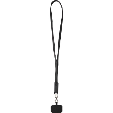 Logotrade werbemittel das Foto: Franz 5 in 1 Lanyard Kabel aus recyceltem Kunststoff für Smartphones mit integrierter Datensynchronisierung und 65 W Schnellladefunktion