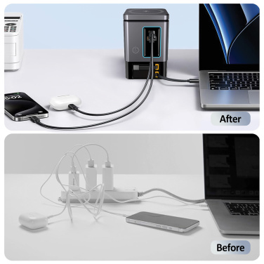 Logotrade Werbegeschenke das Foto: Urban Vitamin Sacramento 105W GaN Charger mit einz. Kabeln