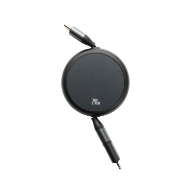 Logotrade Werbeartikel das Foto: Terra ausziehbares 240W 2-in-1 Kabel aus RCS rec. Aluminium