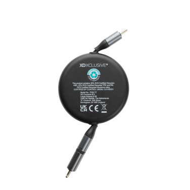 Logotrade Logogeschenke das Foto: Terra ausziehbares 240W 2-in-1 Kabel aus RCS rec. Aluminium