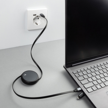 Logotrade Logogeschenke das Foto: Terra ausziehbares 240W 2-in-1 Kabel aus RCS rec. Aluminium