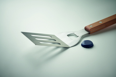 Logotrade Werbegeschenke das Foto: Grill-Spachtel mit Buchenholz
