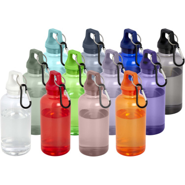 Logotrade Werbegeschenke das Foto: Oregon 400 ml RCS-zertifizierte Trinkflasche aus recyceltem Kunststoff mit Karabiner 