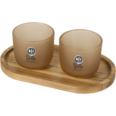 Logotrade Werbeartikel das Foto: Male Set aus Holztablett und Glastassen