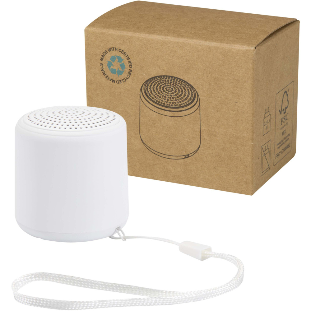 Logotrade Werbegeschenke das Foto: Velkis 3 W Bluetooth® Lautsprecher aus recyceltem Kunststoff