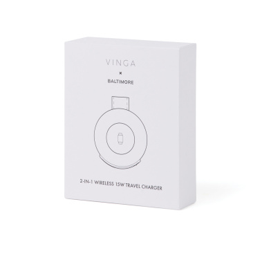 Logotrade Logogeschenke das Foto: VINGA Baltimore 2-in-1 kabelloser 15W RCS Travel Charger