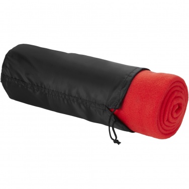 Logo trade promotional giveaways picture of: Huggy fleece plaid blanket with carry pouch