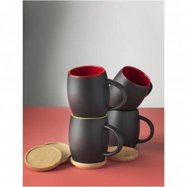 Logotrade business gift image of: Hearth 400 ml ceramic mug with wooden coaster