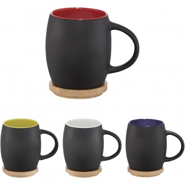 Logotrade promotional item picture of: Hearth 400 ml ceramic mug with wooden coaster