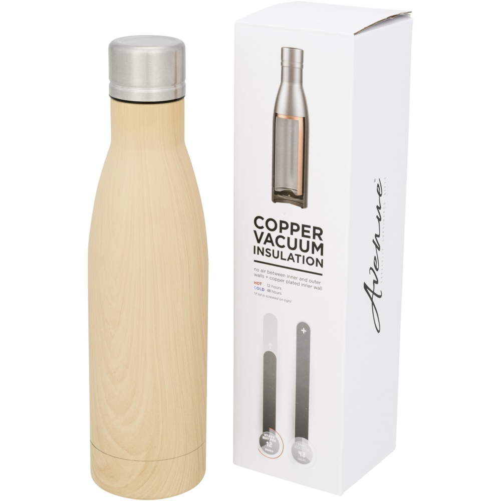 Logo trade corporate gifts picture of: Vasa 500 ml wood-look copper vacuum insulated bottle