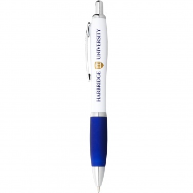 Logo trade promotional giveaways picture of: Nash ballpoint pen with white barrel and coloured grip