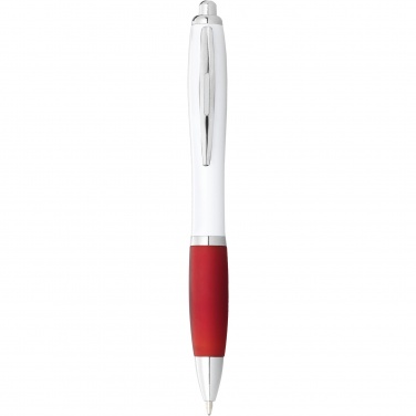 Logo trade advertising products picture of: Nash ballpoint pen with white barrel and coloured grip