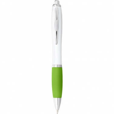 Logo trade promotional gifts picture of: Nash ballpoint pen with white barrel and coloured grip