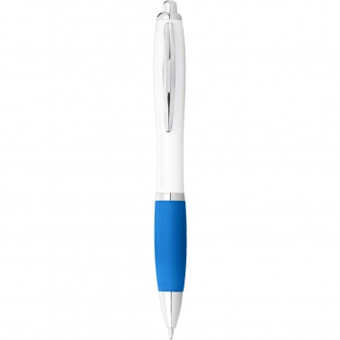 Logotrade promotional gift image of: Nash ballpoint pen white barrel and coloured grip