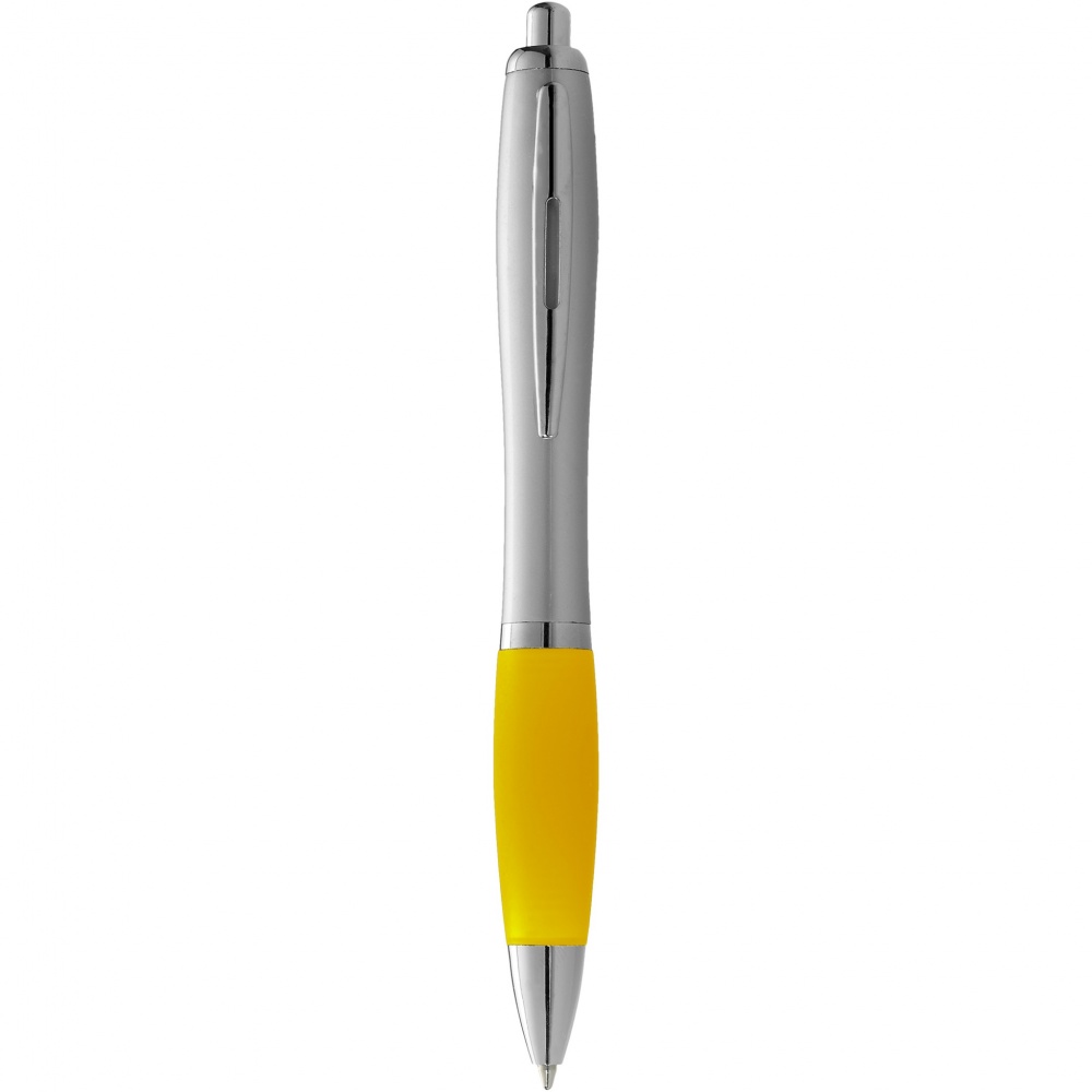 Logo trade business gifts image of: Nash ballpoint pen silver barrel and coloured grip