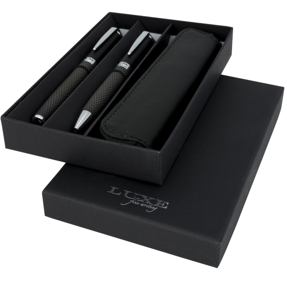 Logotrade promotional merchandise image of: Carbon duo pen gift set with pouch