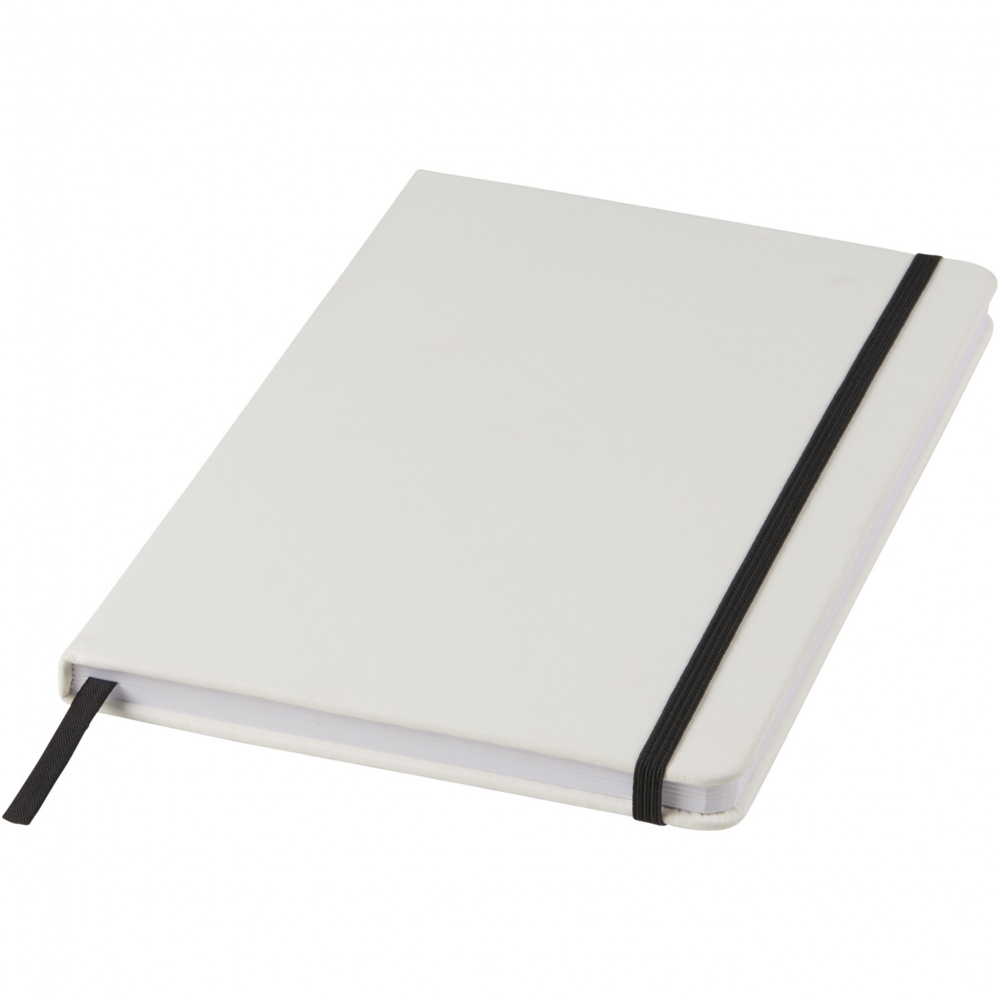 Logotrade promotional gift picture of: Spectrum A5 white notebook with coloured strap