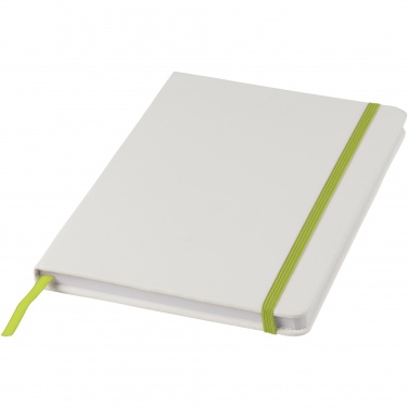 Logotrade promotional product image of: Spectrum A5 white notebook with coloured strap