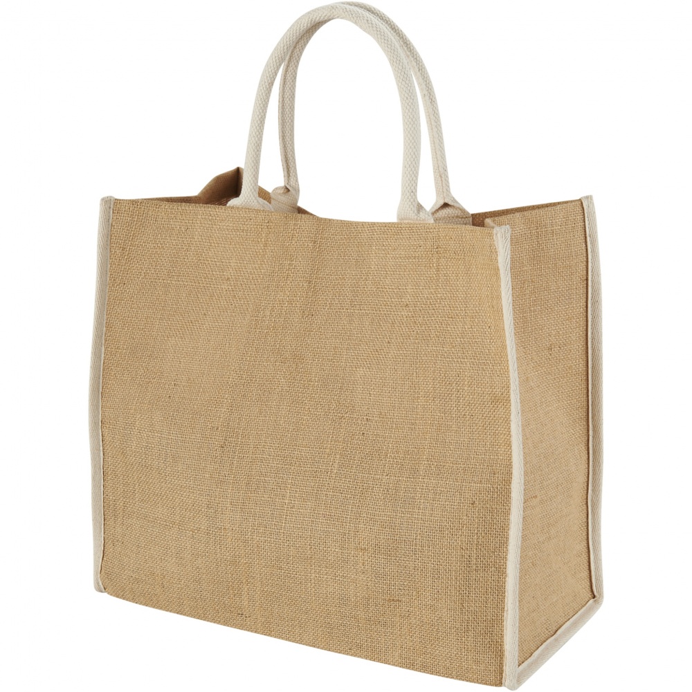 Logo trade promotional merchandise photo of: Harry coloured edge jute tote bag 25L