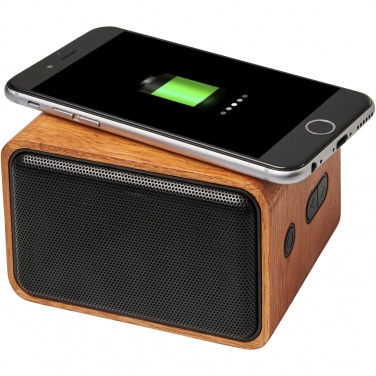 Logo trade business gift photo of: Wooden 3W speaker with wireless charging pad