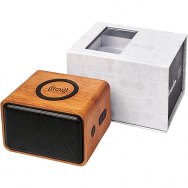 Logotrade promotional item image of: Wooden 3W speaker with wireless charging pad