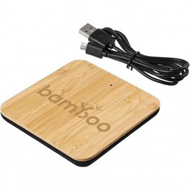 Logotrade business gift image of: Leaf 5W bamboo and fabric wireless charging pad