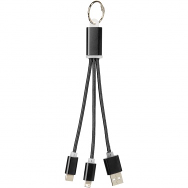 Logo trade corporate gifts picture of: Metal 3-in-1 charging cable with keychain
