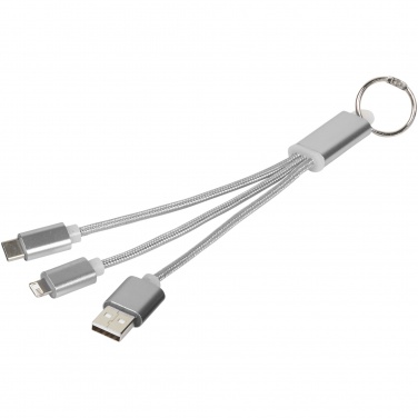 Logotrade promotional gift image of: Metal 3-in-1 charging cable with keychain