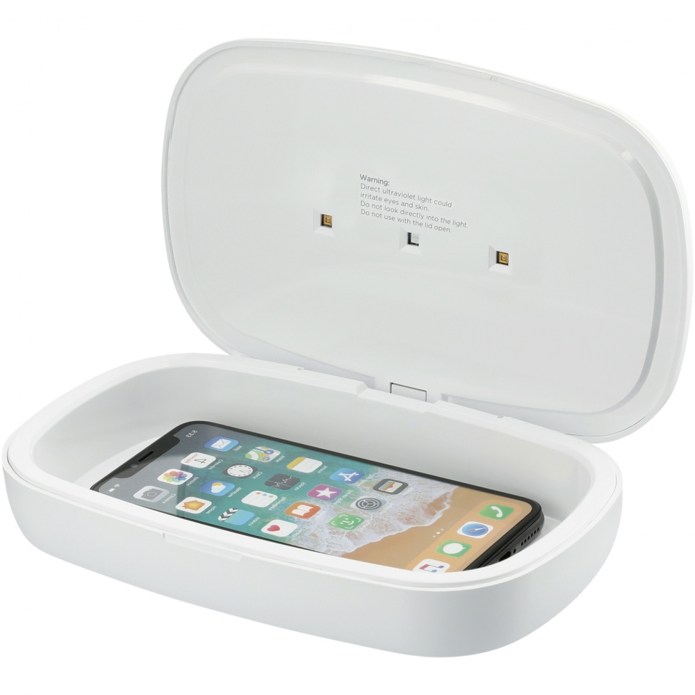 Logotrade corporate gift picture of: Capsule UV smartphone sanitizer with 5W wireless charging pad